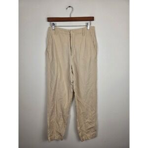 Alex Mill Tan Linen Blend Field Pants Elastic Back Khaki Trousers Women Size 4